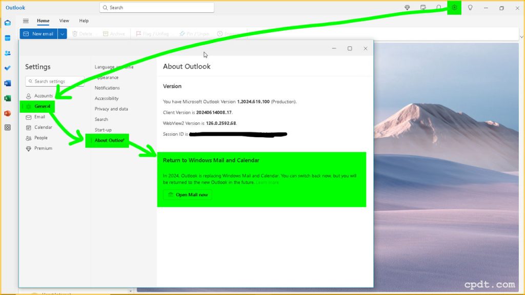 Revert to Windows Mail from Outlook Preview